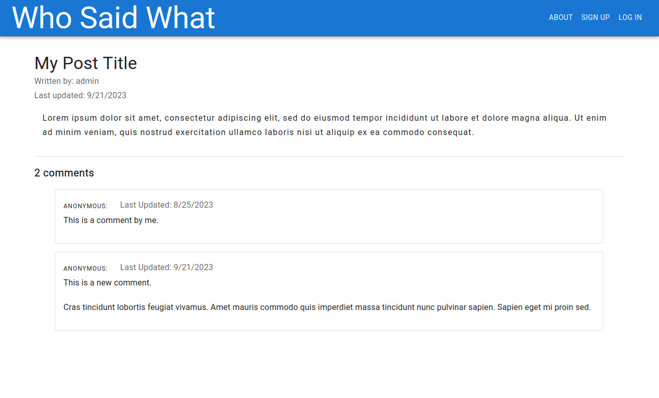 Wide screenshot of project: WhosaidWhat